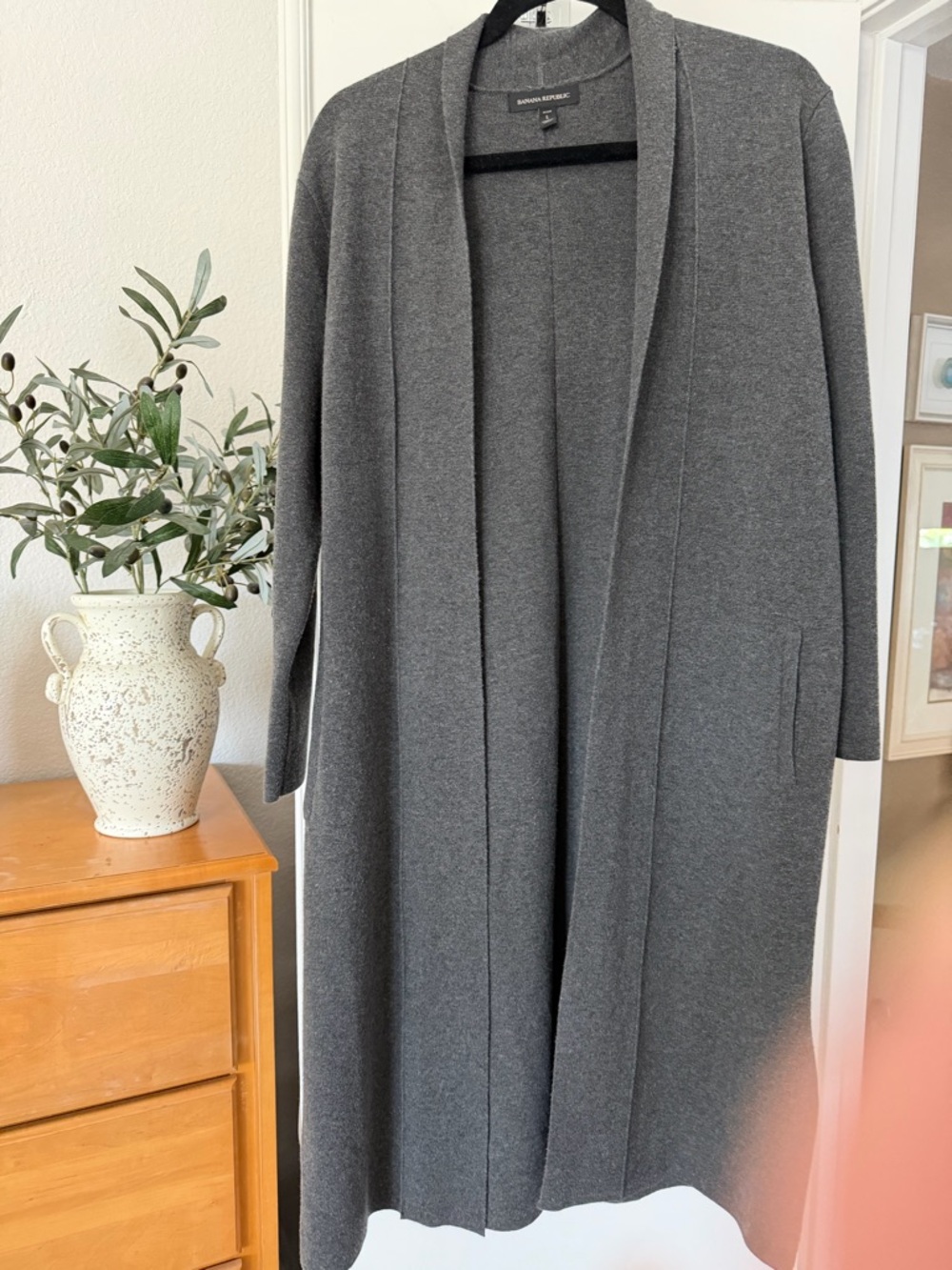 Banana Republic Charcoal Gray Long Open Cardigan PL